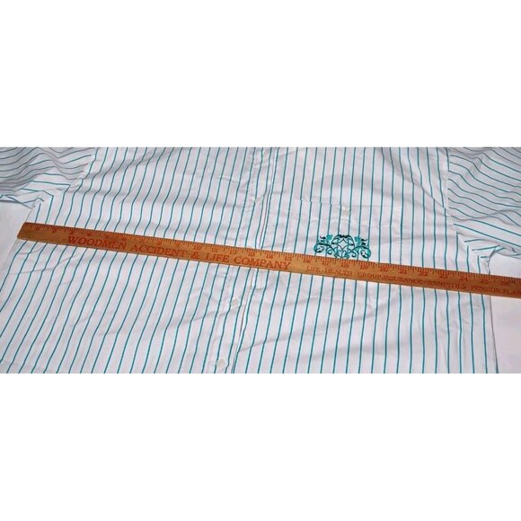 Liz Thomas II Blouse Plus Size 40 White Teal Stripe Short Vintage 80s 90s NOS - Picture 5 of 12